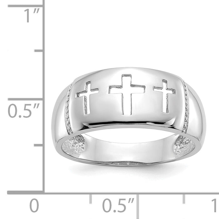 14k White Gold Polished 3 Cross Cut-out Ring-K2056