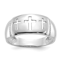14k White Gold Polished 3 Cross Cut-out Ring-K2056