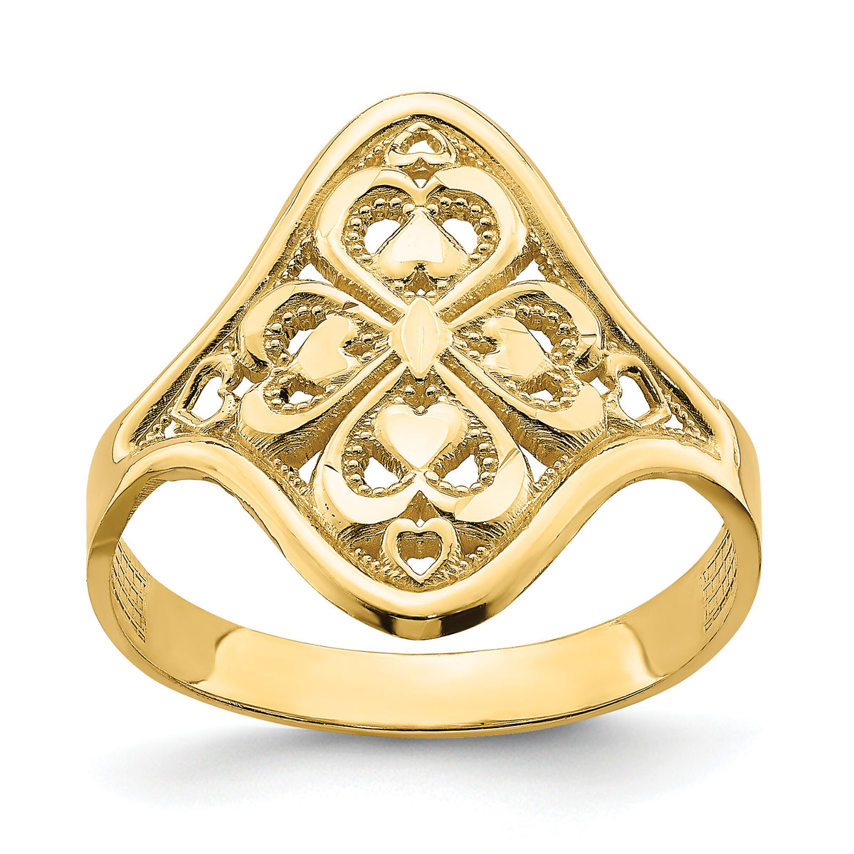 14k Diamond-cut Filigree Ring-K2062