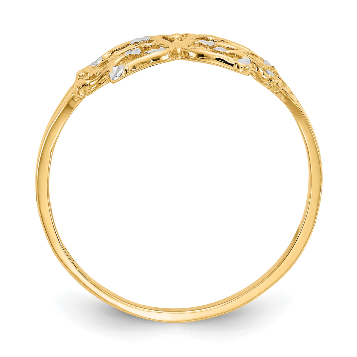 14k w/ Rhodium Diamond-cut Butterfly Ring-K2067