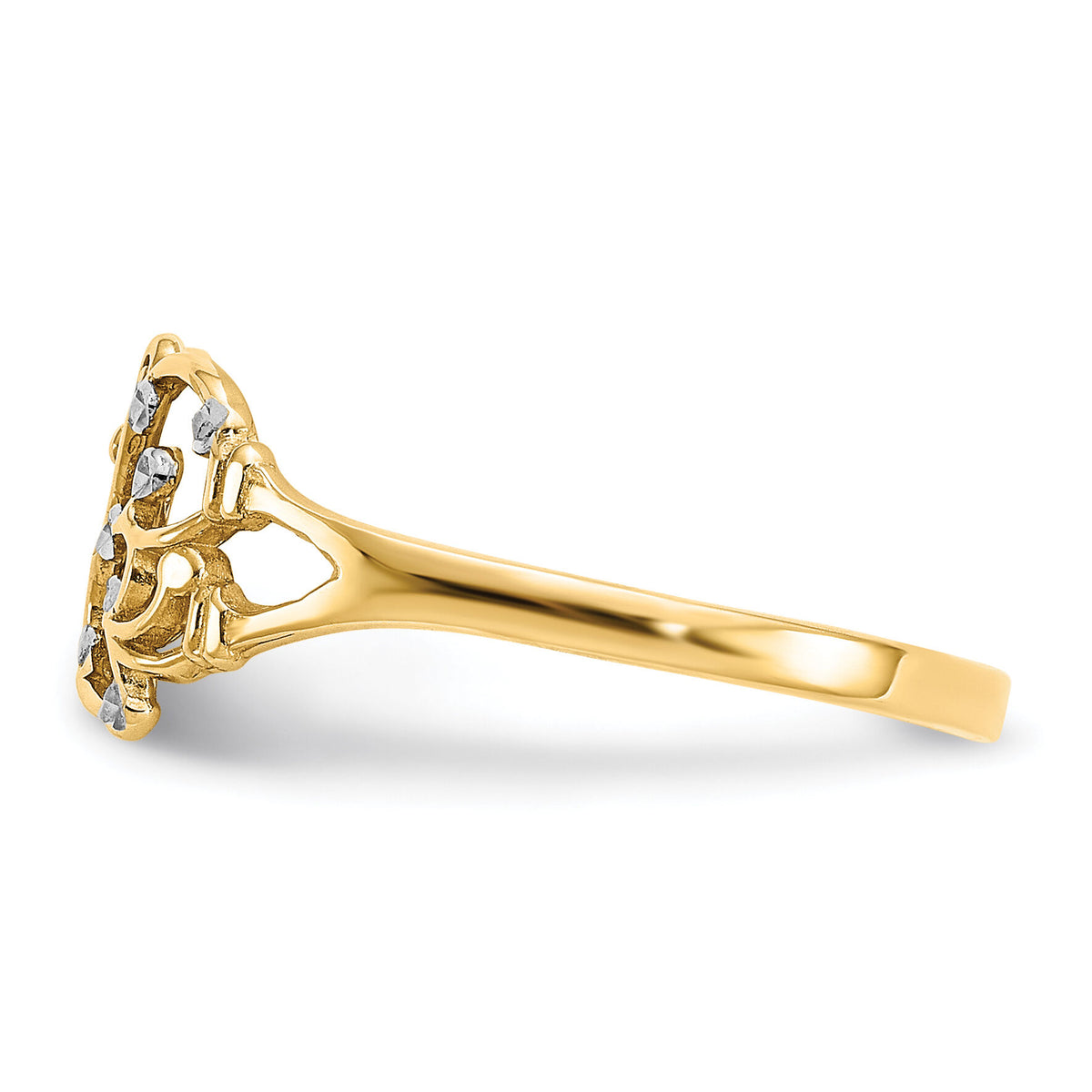 14k w/ Rhodium Diamond-cut Butterfly Ring-K2067