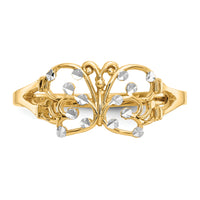 14k w/ Rhodium Diamond-cut Butterfly Ring-K2067