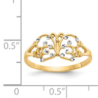 14k w/ Rhodium Diamond-cut Butterfly Ring-K2067