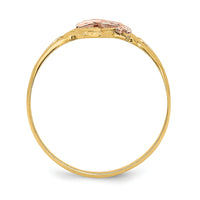 14K Yellow and Rose Gold W/Rhodium Dolphin In Heart Ring-K2068