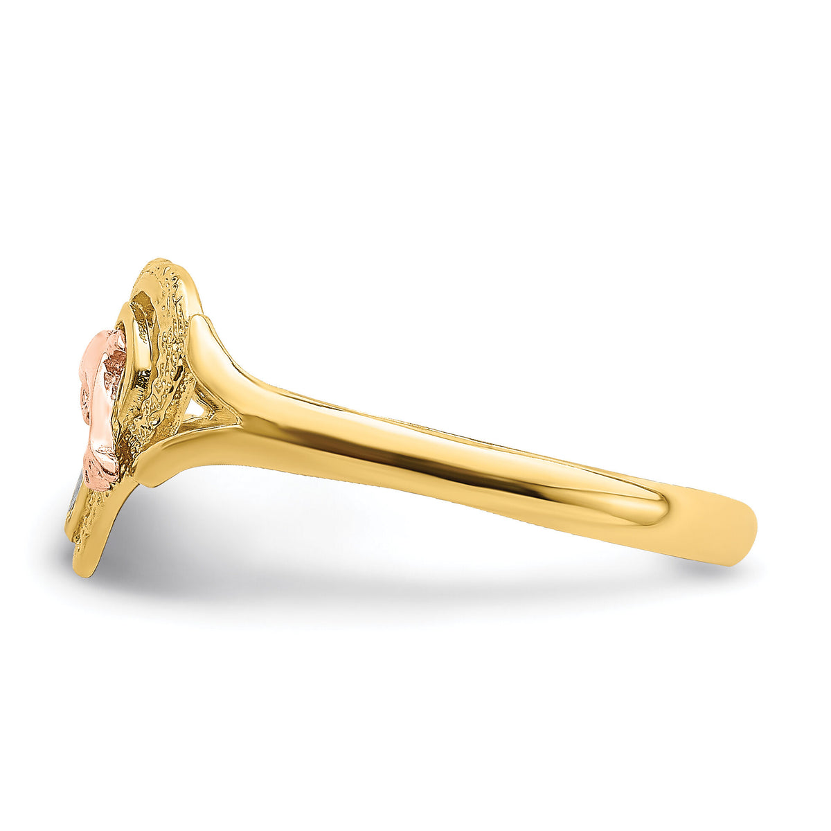 14K Yellow and Rose Gold W/Rhodium Dolphin In Heart Ring-K2068