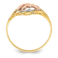 14K Yellow and Rose Gold W/Rhodium Double Dolphin Ring-K2069