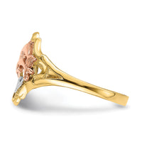 14K Yellow and Rose Gold W/Rhodium Double Dolphin Ring-K2069