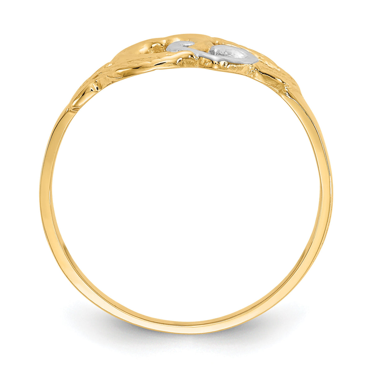 14K and White Rhodium Polished 2 Hearts Ring-K2071