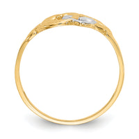 14K and White Rhodium Polished 2 Hearts Ring-K2071