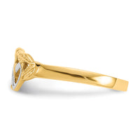 14K and White Rhodium Polished 2 Hearts Ring-K2071