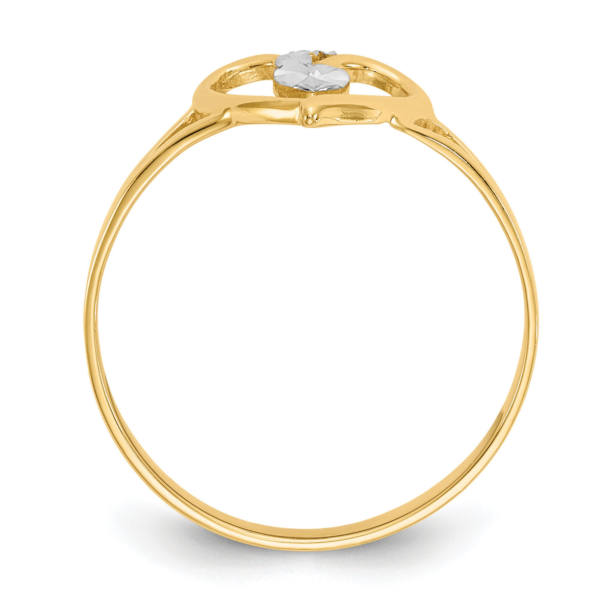 14K and White Rhodium Polished Heart Ring-K2072