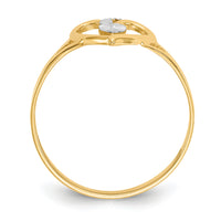 14K and White Rhodium Polished Heart Ring-K2072