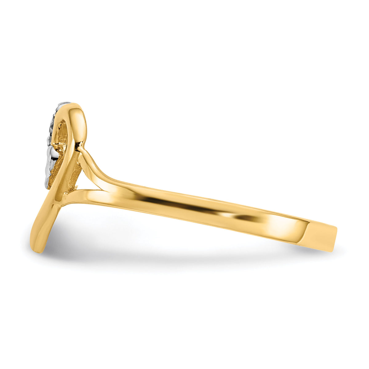 14K and White Rhodium Polished Heart Ring-K2072