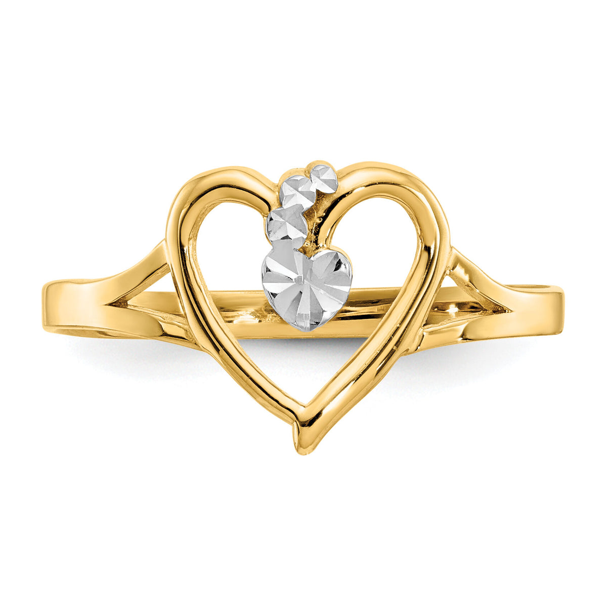 14K and White Rhodium Polished Heart Ring-K2072