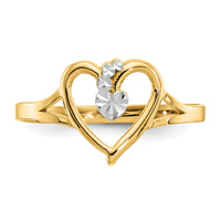 14K and White Rhodium Polished Heart Ring-K2072
