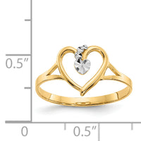 14K and White Rhodium Polished Heart Ring-K2072