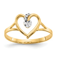 14K and White Rhodium Polished Heart Ring-K2072