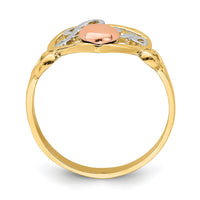 14k Yellow and Rose Gold w/Rhodium Love Heart Ring-K2079