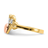 14k Yellow and Rose Gold w/Rhodium Love Heart Ring-K2079