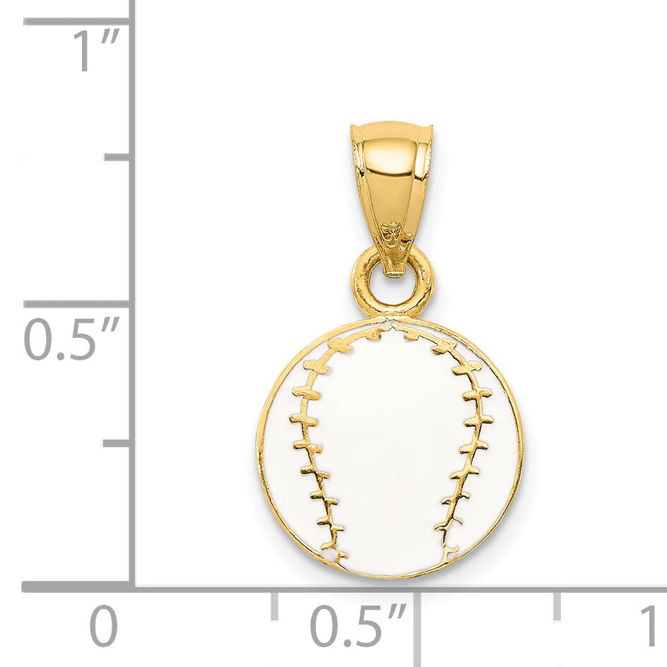 14k Enameled Baseball Pendant-K2092