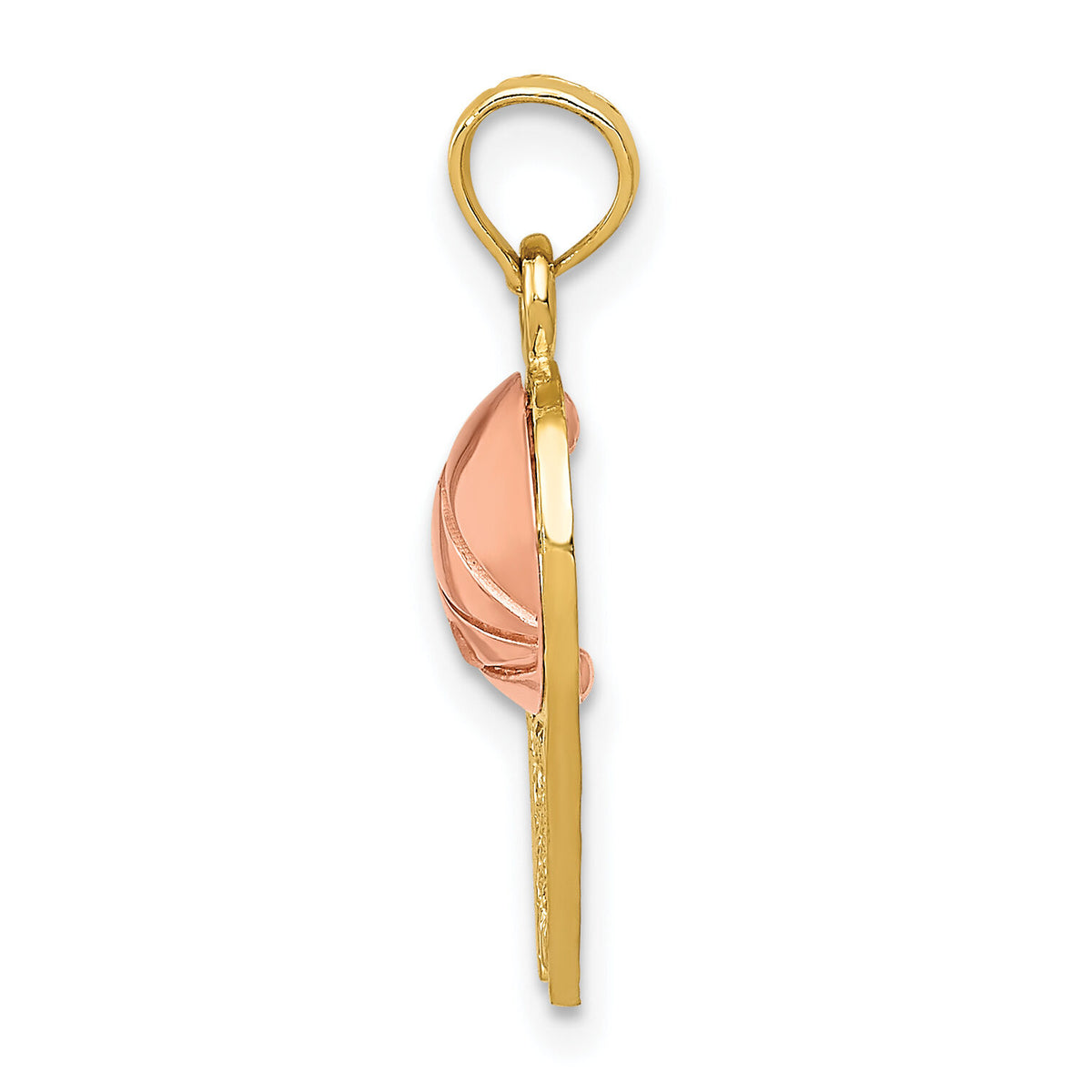 14k Two-tone Basketball Hoop with Ball Pendant-K2102