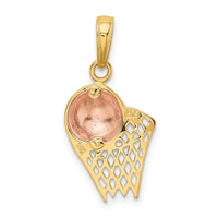 14k Two-tone Basketball Hoop with Ball Pendant-K2102