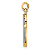 14k w/Rhodium Cross Pendant-K2149