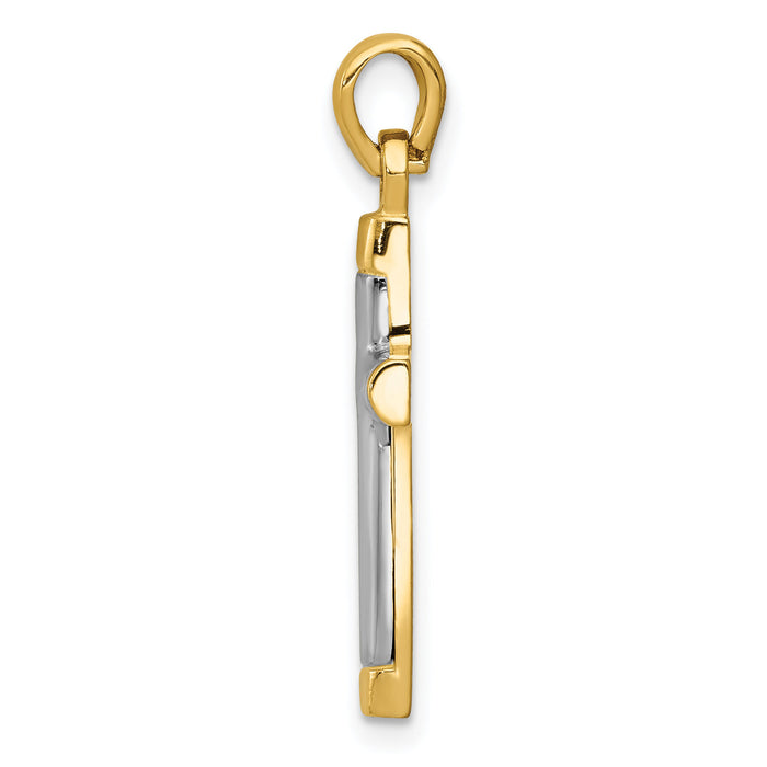 14k w/Rhodium Cross Pendant-K2149