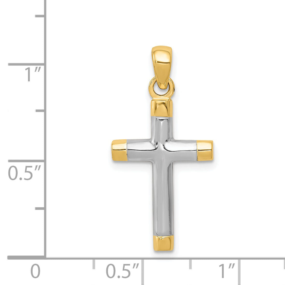 14k w/Rhodium Cross Pendant-K2149