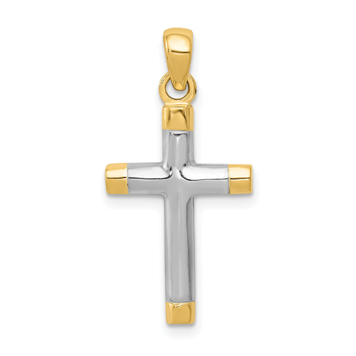 14k w/Rhodium Cross Pendant-K2149