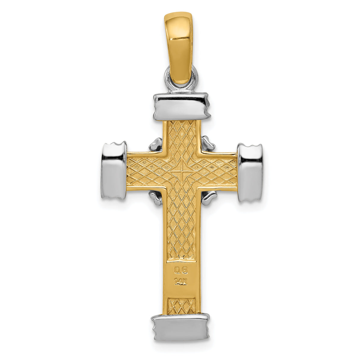 14k Two-tone Latin Cross Pendant-K2171