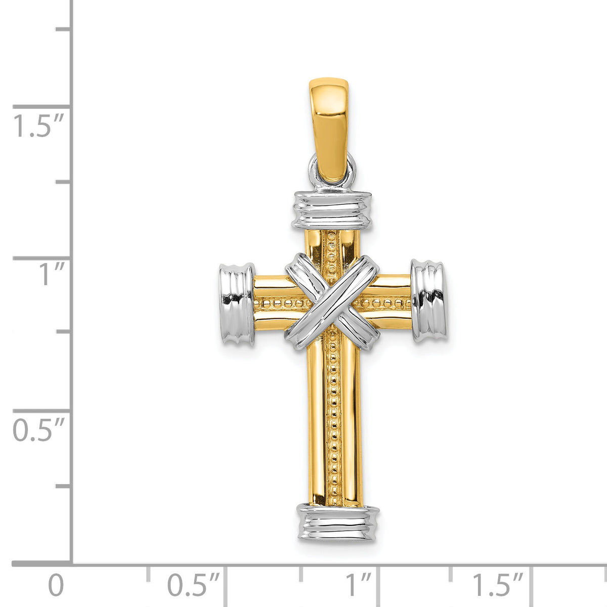 14k Two-tone Latin Cross Pendant-K2171