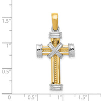 14k Two-tone Latin Cross Pendant-K2171