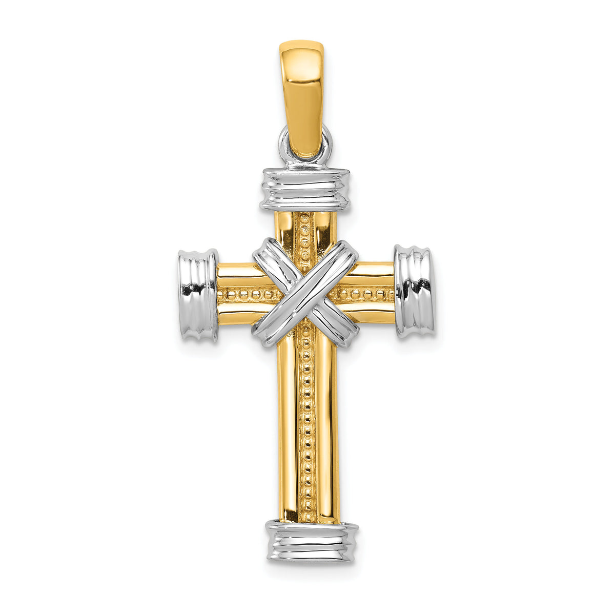 14k Two-tone Latin Cross Pendant-K2171