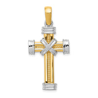 14k Two-tone Latin Cross Pendant-K2171