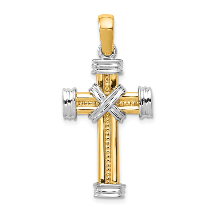14k Two-tone Latin Cross Pendant-K2171