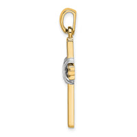 14K w/Rhodium Passion Cross Pendant-K2174