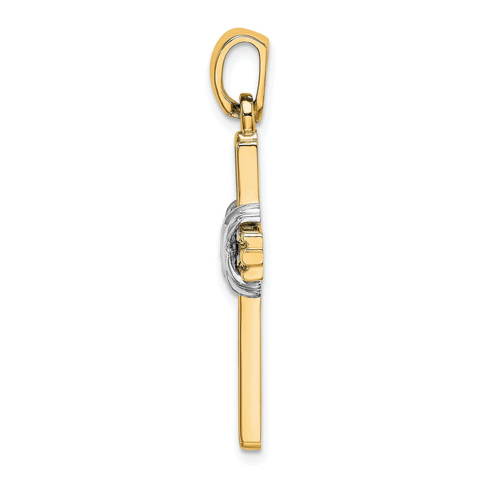 14K w/Rhodium Passion Cross Pendant-K2174