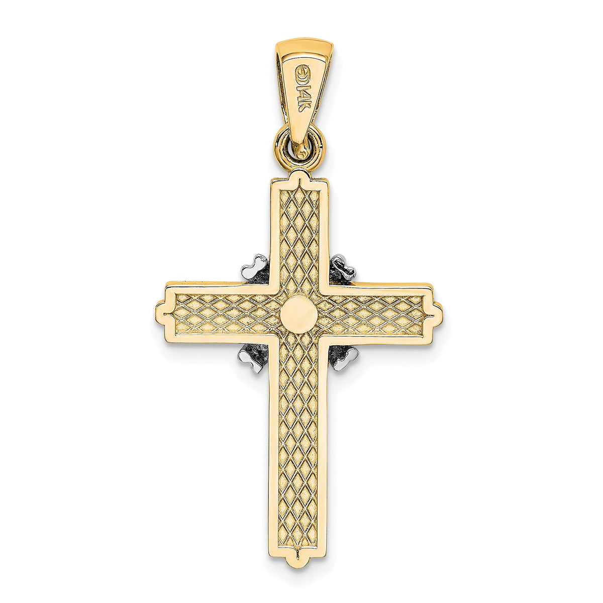 14K w/Rhodium Passion Cross Pendant-K2174
