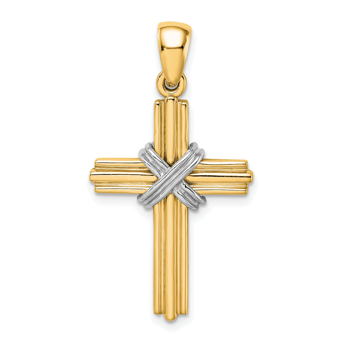 14K w/Rhodium Passion Cross Pendant-K2174