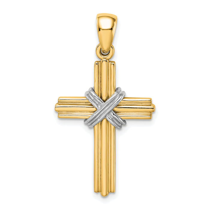 14K w/Rhodium Passion Cross Pendant-K2174