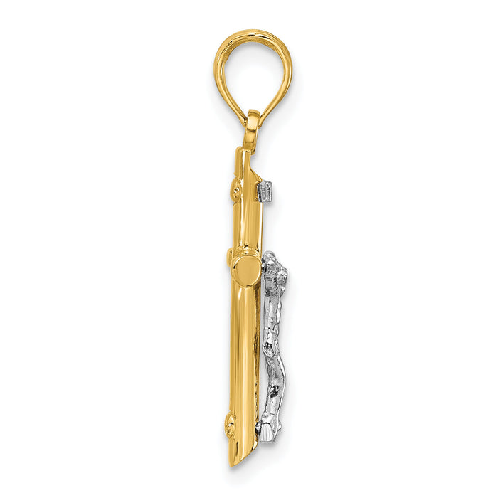 14K Two-tone INRI Hollow Crucifix Charm-K2182