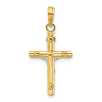 14K Two-tone INRI Hollow Crucifix Charm-K2182
