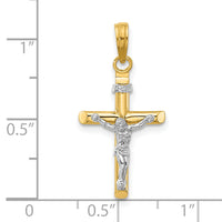 14K Two-tone INRI Hollow Crucifix Charm-K2182