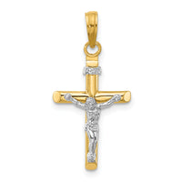 14K Two-tone INRI Hollow Crucifix Charm-K2182