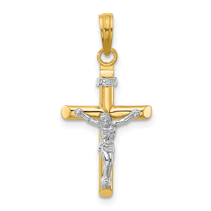 14K Two-tone INRI Hollow Crucifix Charm-K2182