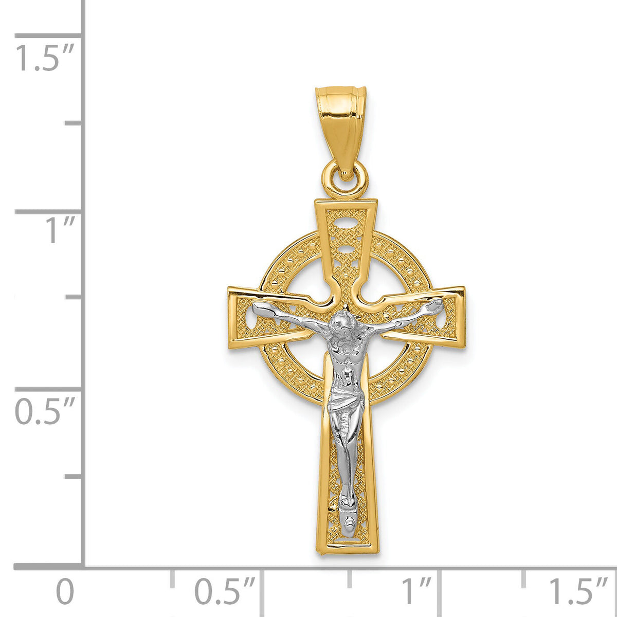 14k Two-tone Iona Crucifix Pendant-K2192