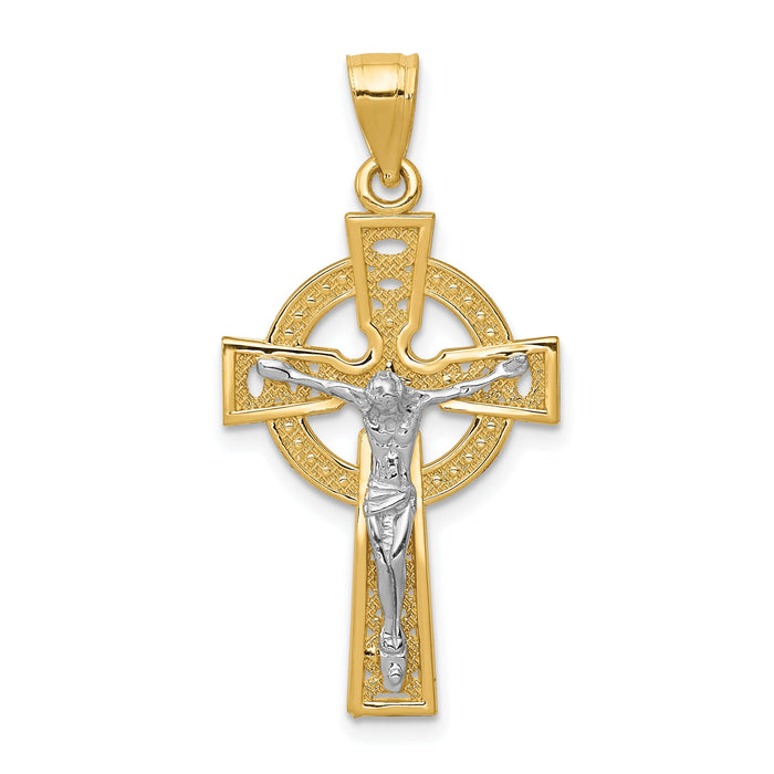 14k Two-tone Iona Crucifix Pendant-K2192
