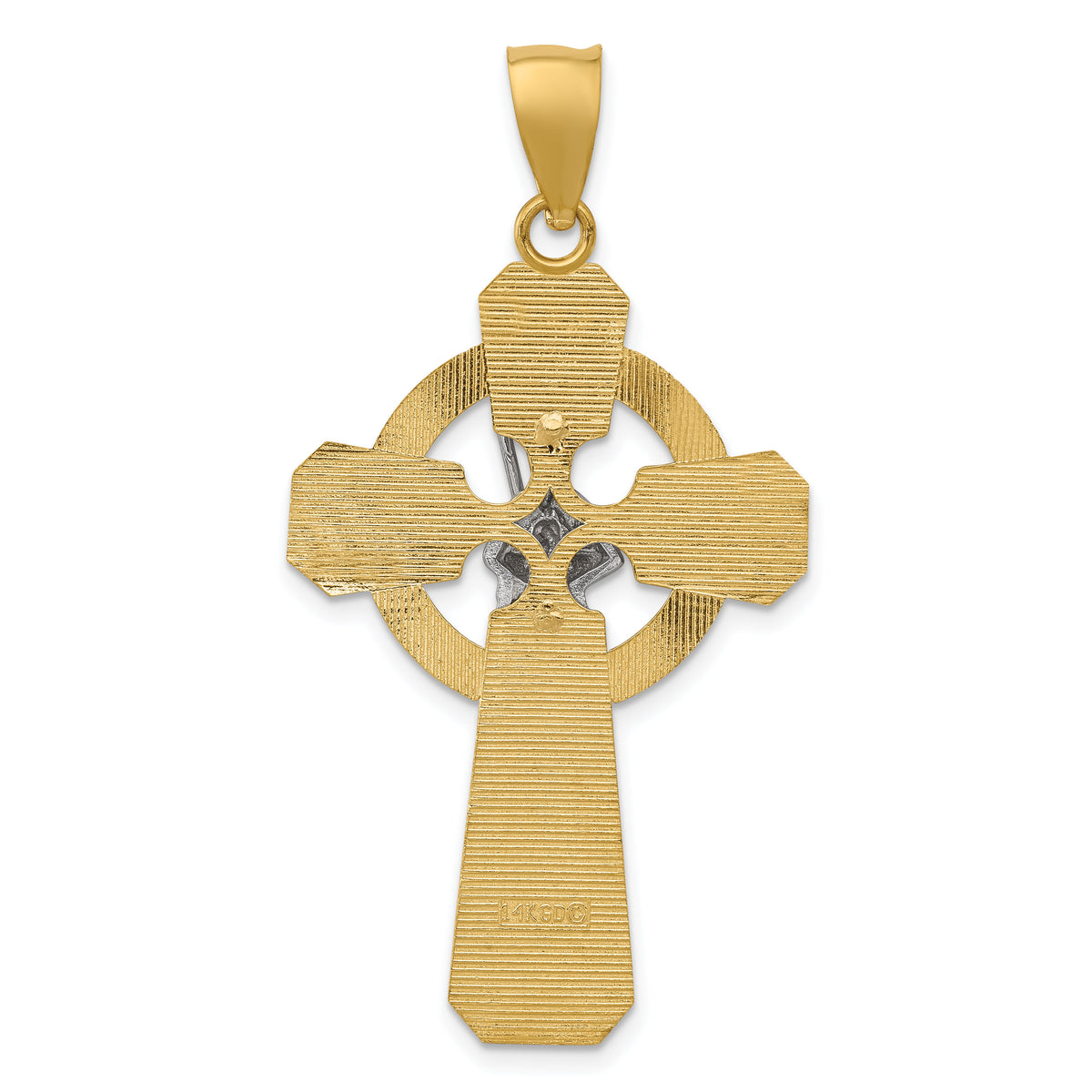 14k Two-tone and Rhodium St. Patrick Celtic Cross Pendant-K2194
