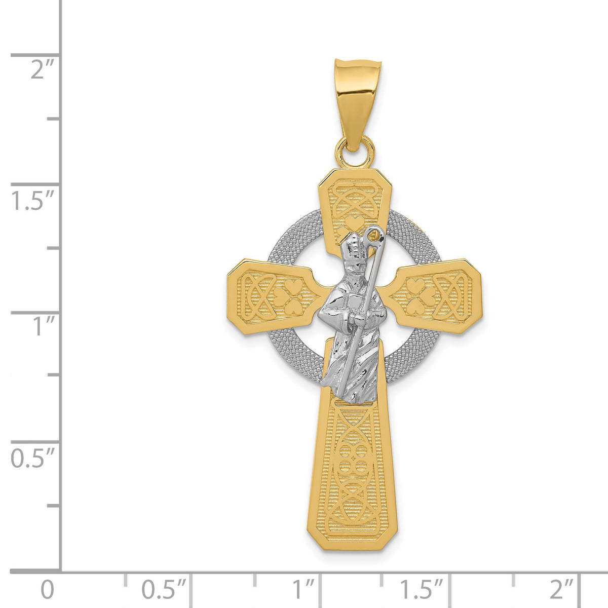 14k Two-tone and Rhodium St. Patrick Celtic Cross Pendant-K2194